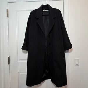 Larry Levine Black 100% Pure Wool Coat Full Length Size 14